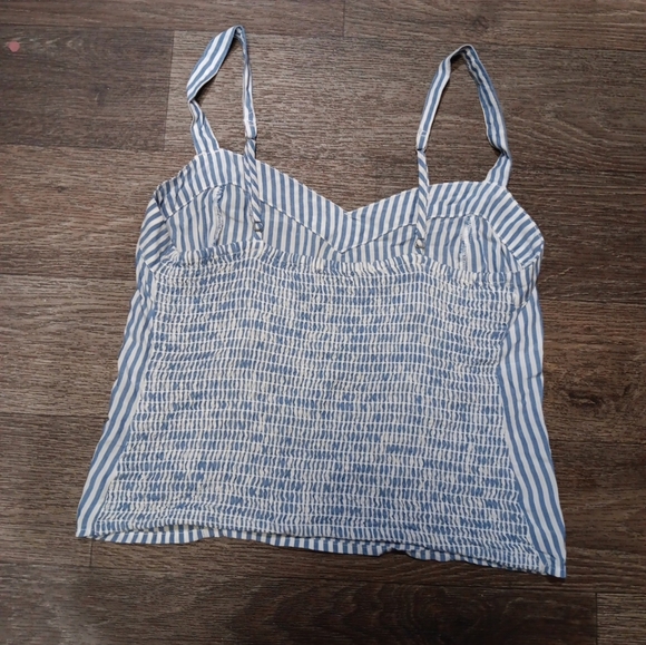 Abercrombie & Fitch White and Blue Fitted Bustier Camisole - Picture 2 of 3